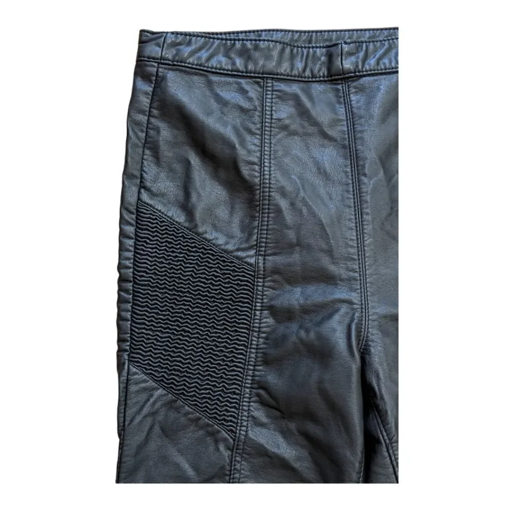 Free People Black Faux Leather Pants Ankle Zip Size 8